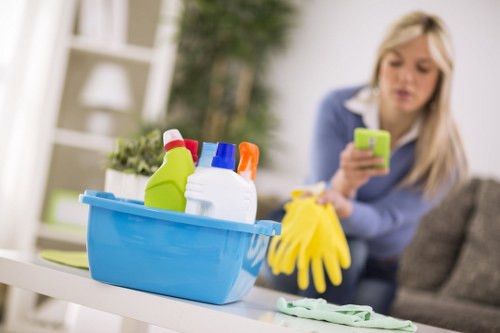 Final touch-up cleaning in TW1 after building work on windows, floors, and fittings